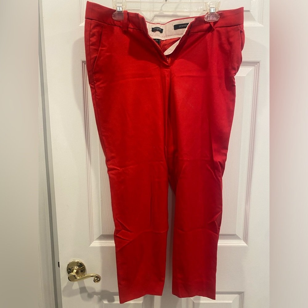 J. Crew Red Wool-Blend Skimmer City Fit Ankle Pants SZ 8